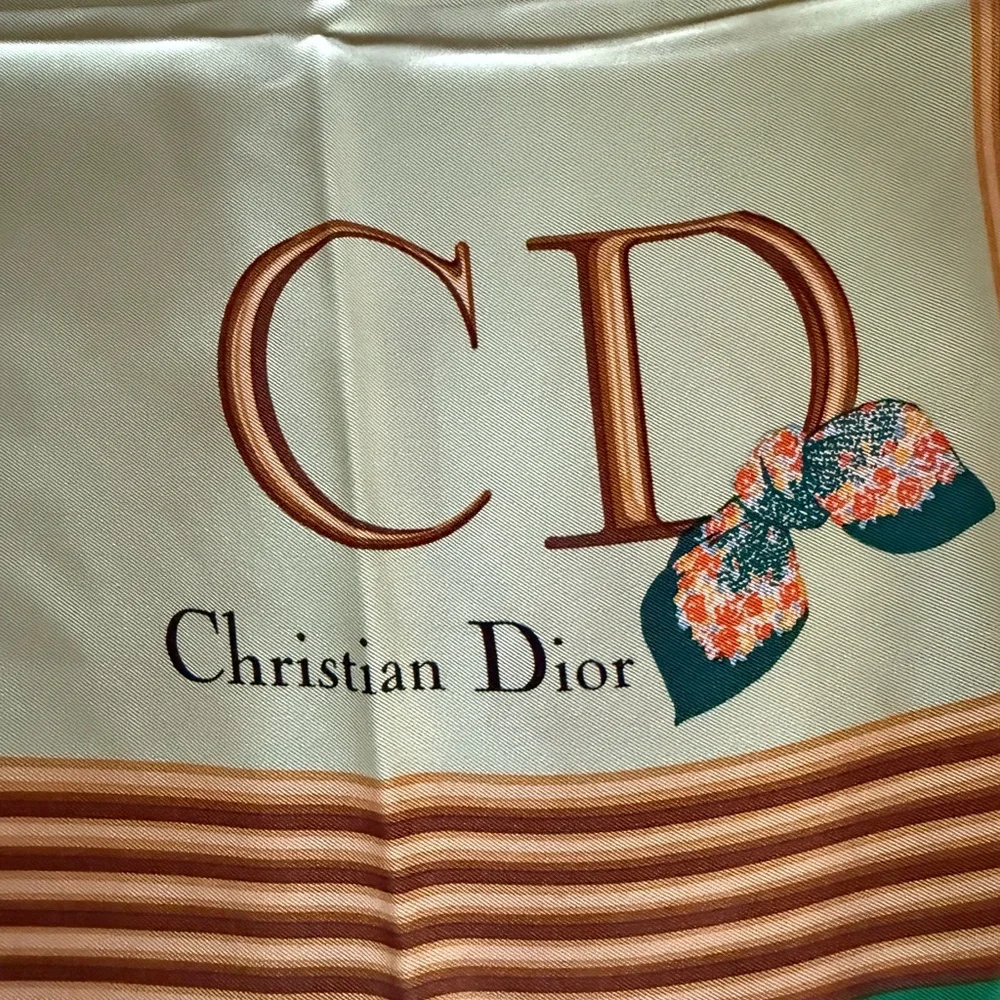 Christian Dior Green Silk Scarf